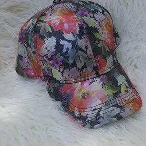 Free Press shiny floral baseball cap NWT